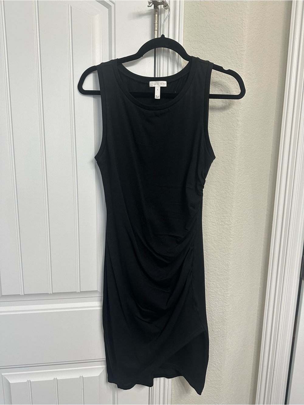 Leith Black Sleeveless Ruched Mini Dress